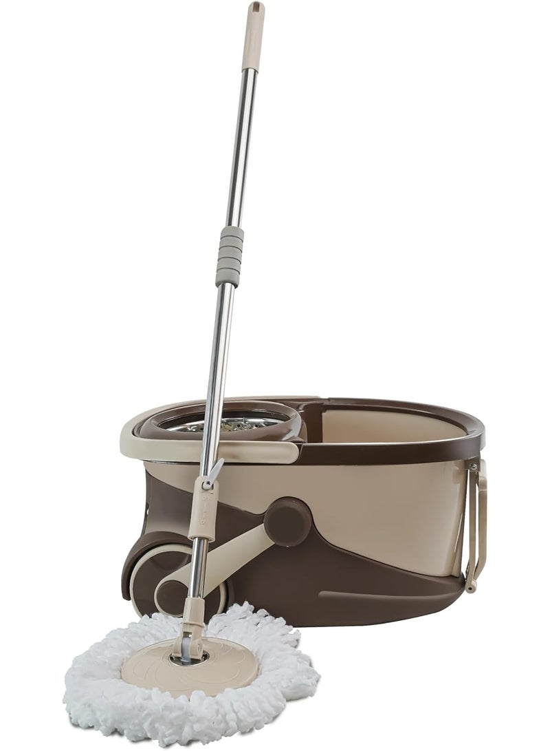 Al Wataneya Bucket with rotating metal wringer and French mop from Al Wataniya, Beige/Brown, 62220117034641 - Image 1